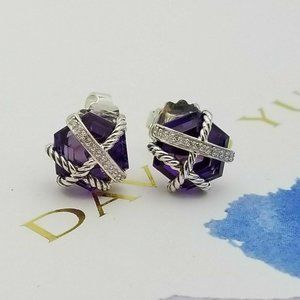 David Yurman Cable Wrap Earring Amethyst Diamond